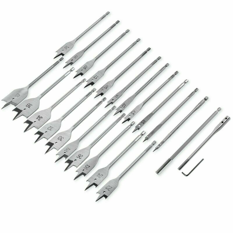 Flachfräsbohrer Satz Set Flachfräser Holzbohrer Fräser Bohrer 6-40 mm 24 tgl