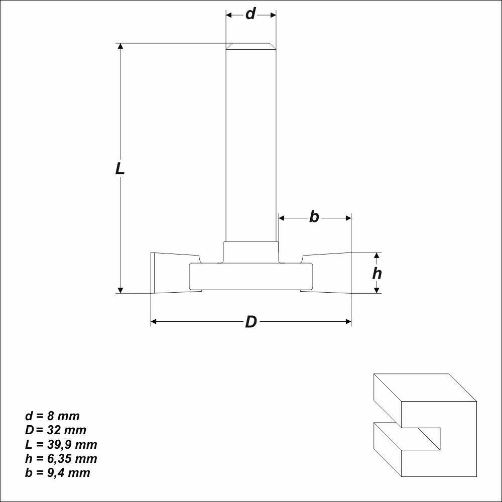 HM Scheibennutfräser 6,35 mm Ø 32 mm Schaft 8 mm Nutfräser Scheibenfräser