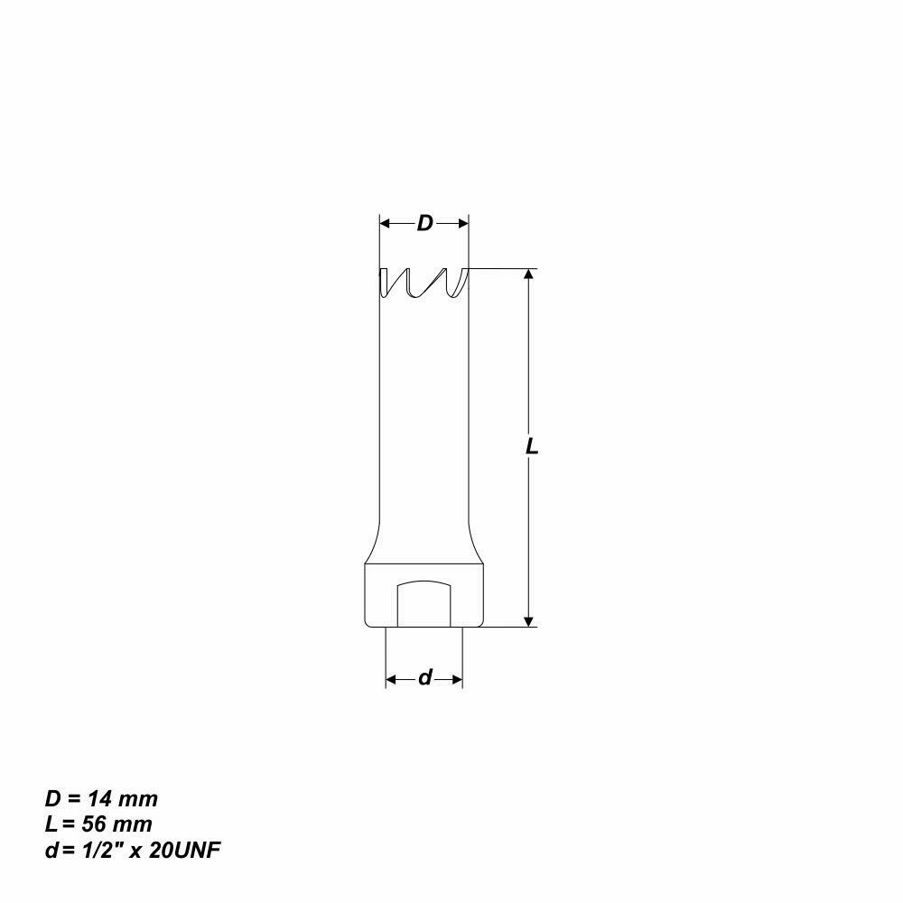 HSS BiM Ø 14 mm Lochsäge Bohrkrone 1/2" x 20 UNF für Metall Holz Inox