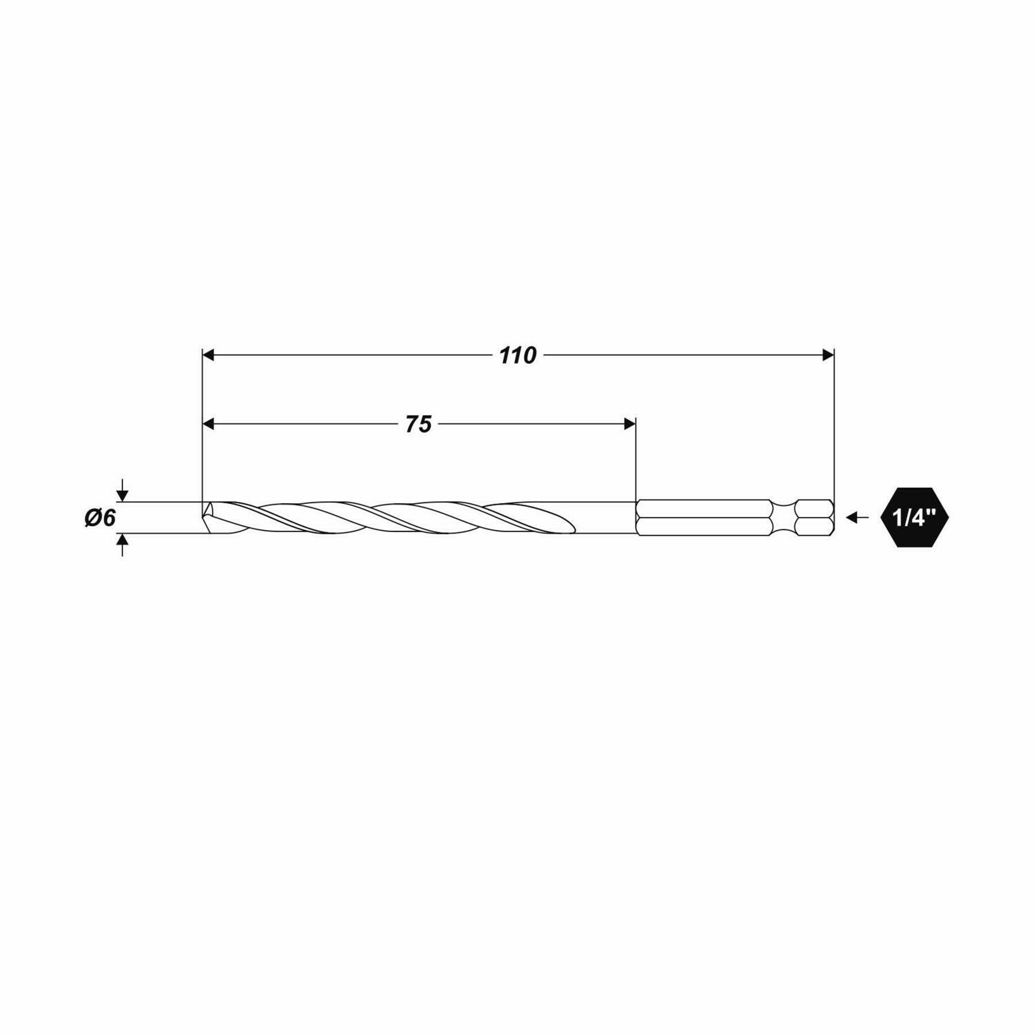 Ø 5 x 105 mm HSS Universal Bohrer HEX Aufnahme Metalbohrer Kunststoffbohrer