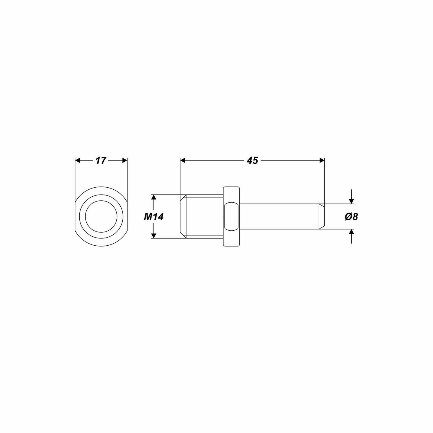M14 Adapter 45 mm mit Aufnahmeschaft-Ø 8 mm für Polierzubehör