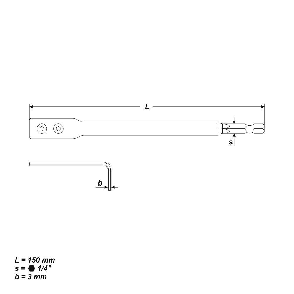 150 mm Verlängerung für Flachfräsbohrer Flachbohrer 1/4" Sechskant Aufnahme