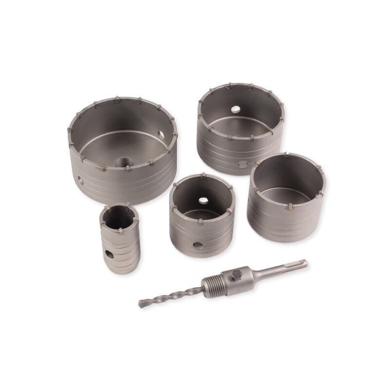 Lochsäge Satz Bohrkrone Beton Dosenbohrer Ø 40 / 68 / 80 / 100 /120 mm 6 tgl HM