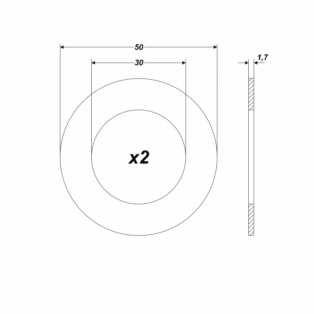 2 Stück Reduzierring von 50 mm auf 30 mm Ersatzring für Kreissägeblatt
