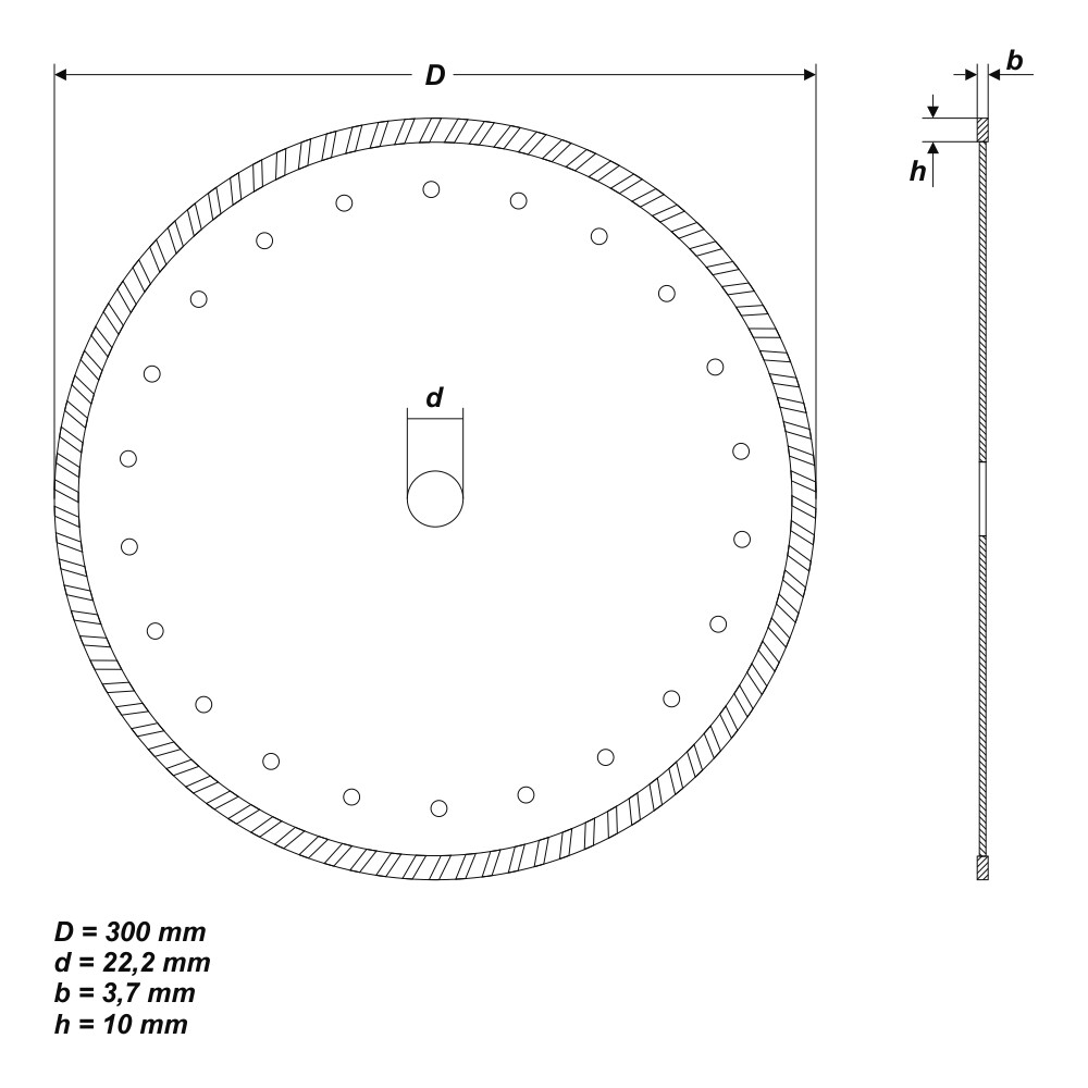 Turbo Ø 300 x 22,2 mm Universal Diamanttrennscheibe Trennscheibe Beton Stein