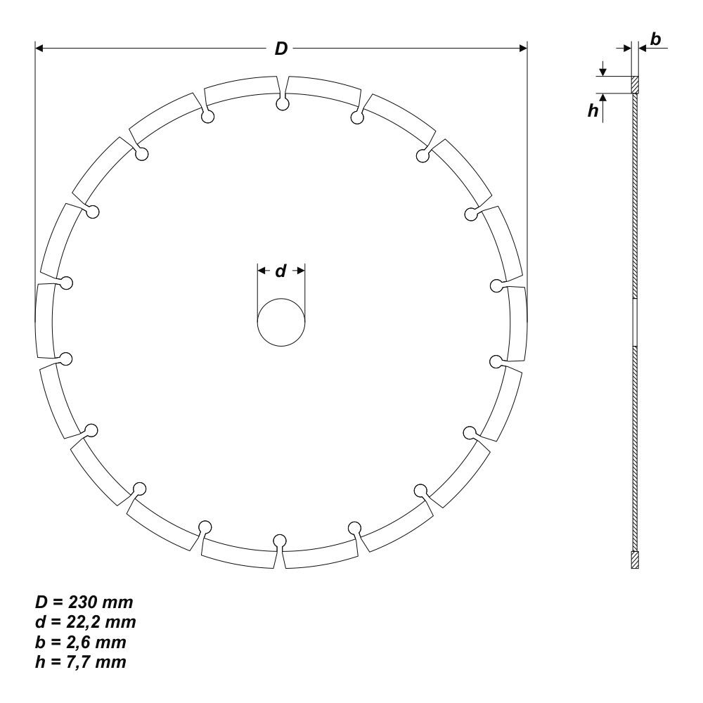 Universal Ø 230 x 22,2 mm Diamanttrennscheibe Trennscheibe Beton Ziegel Stein
