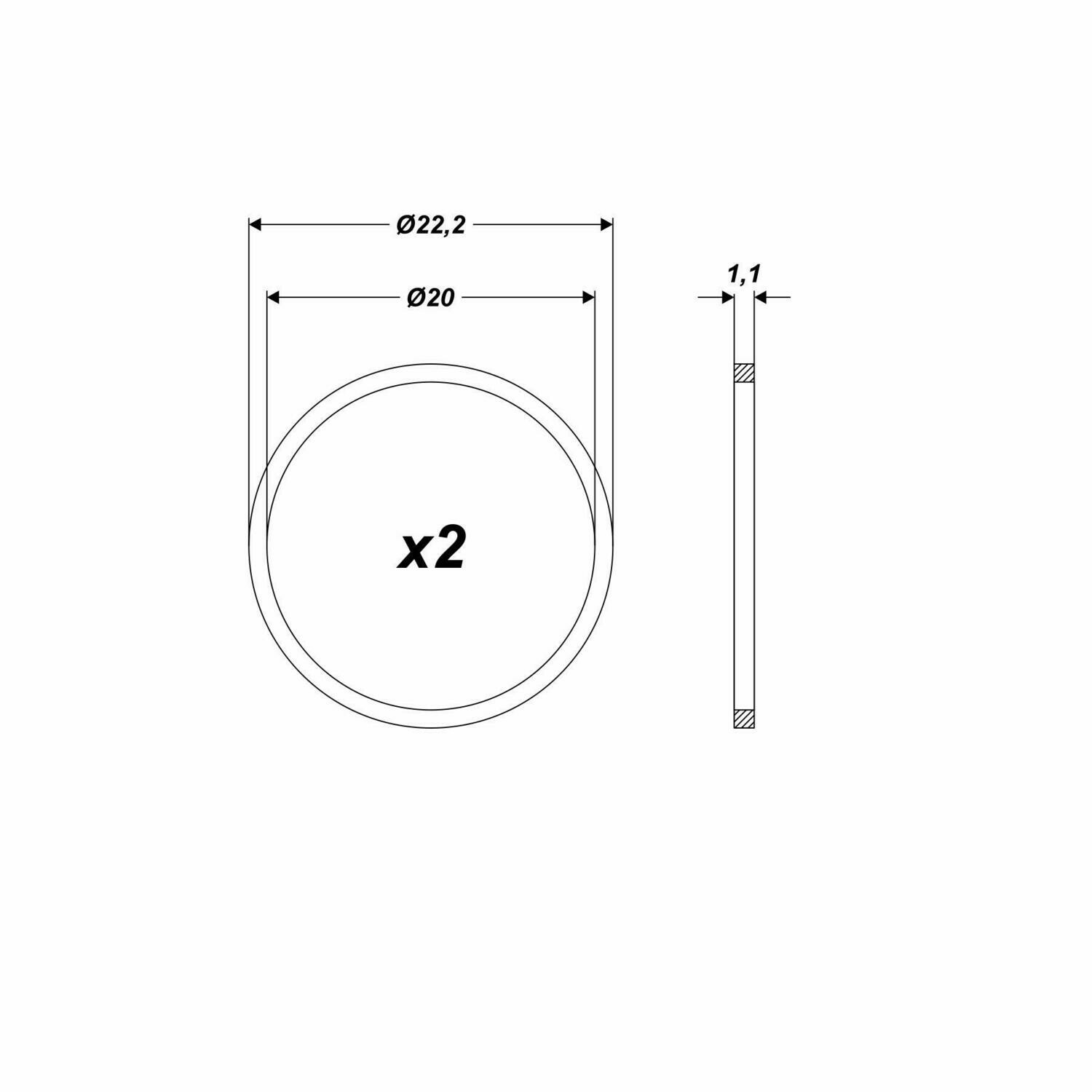 2 Stück Reduzierring von 22,2 mm auf 20 mm Ersatzring für Kreissägeblatt