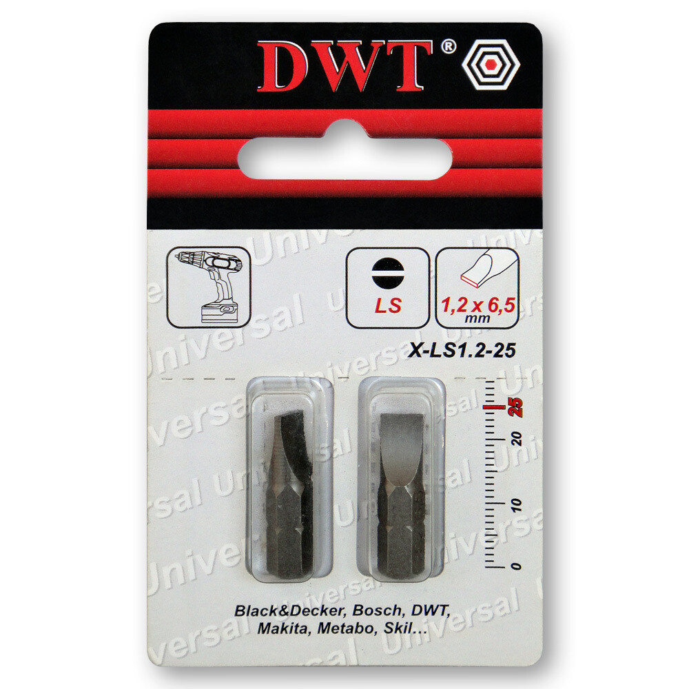 2 x Schraubendreherbits [1,2 x 6,5 mm Schaft 1/4 Zoll]