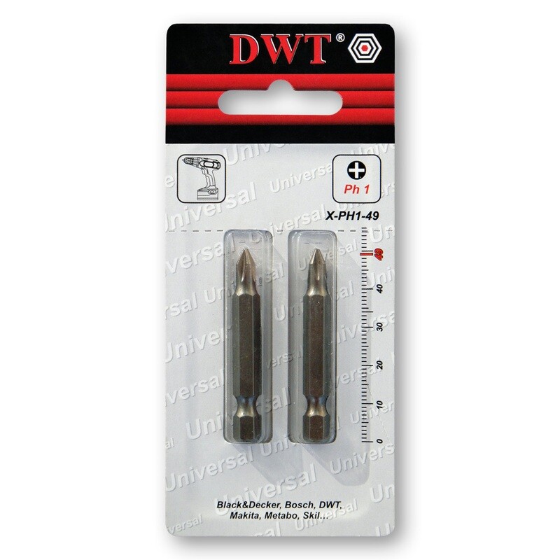 2 x Schraubendreherbits [PH1 x 49 mm Schaft 1/4 Zoll]