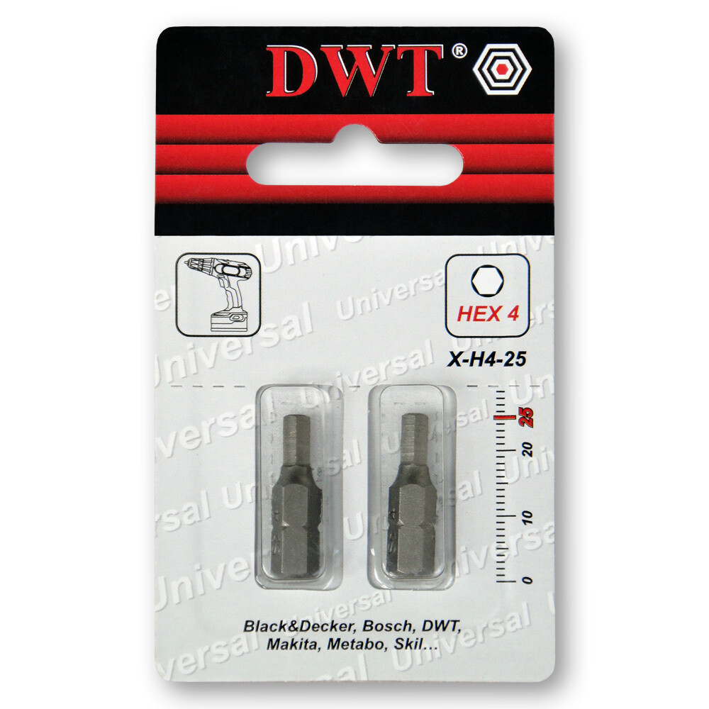 2 x Schraubendreherbits [H4 x 25 mm Schaft 1/4 Zoll]