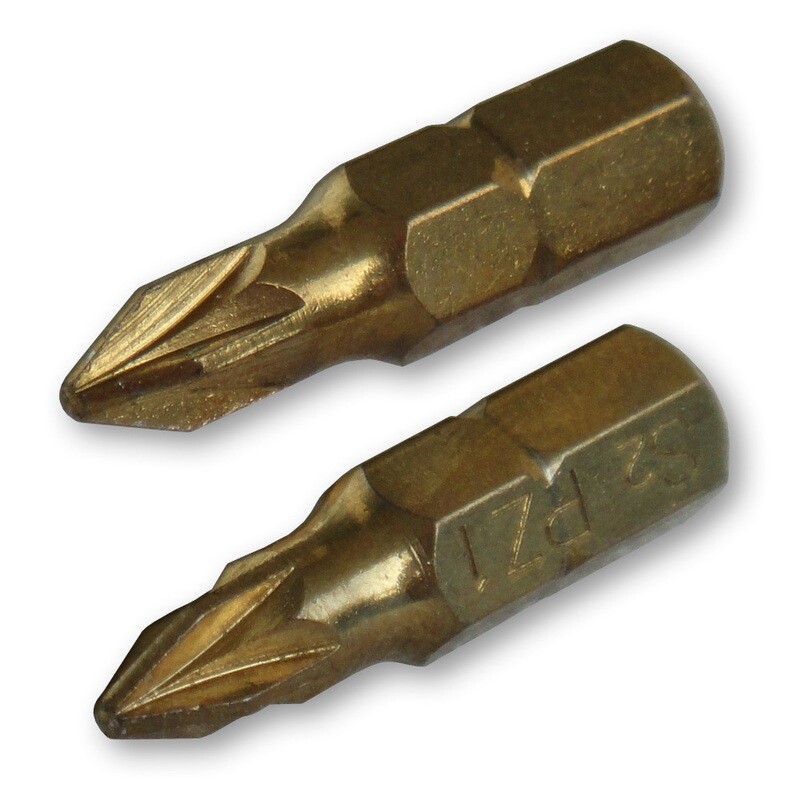 2 x Schraubendreherbits [PZ3 x 25 mm Schaft 1/4 Zoll]