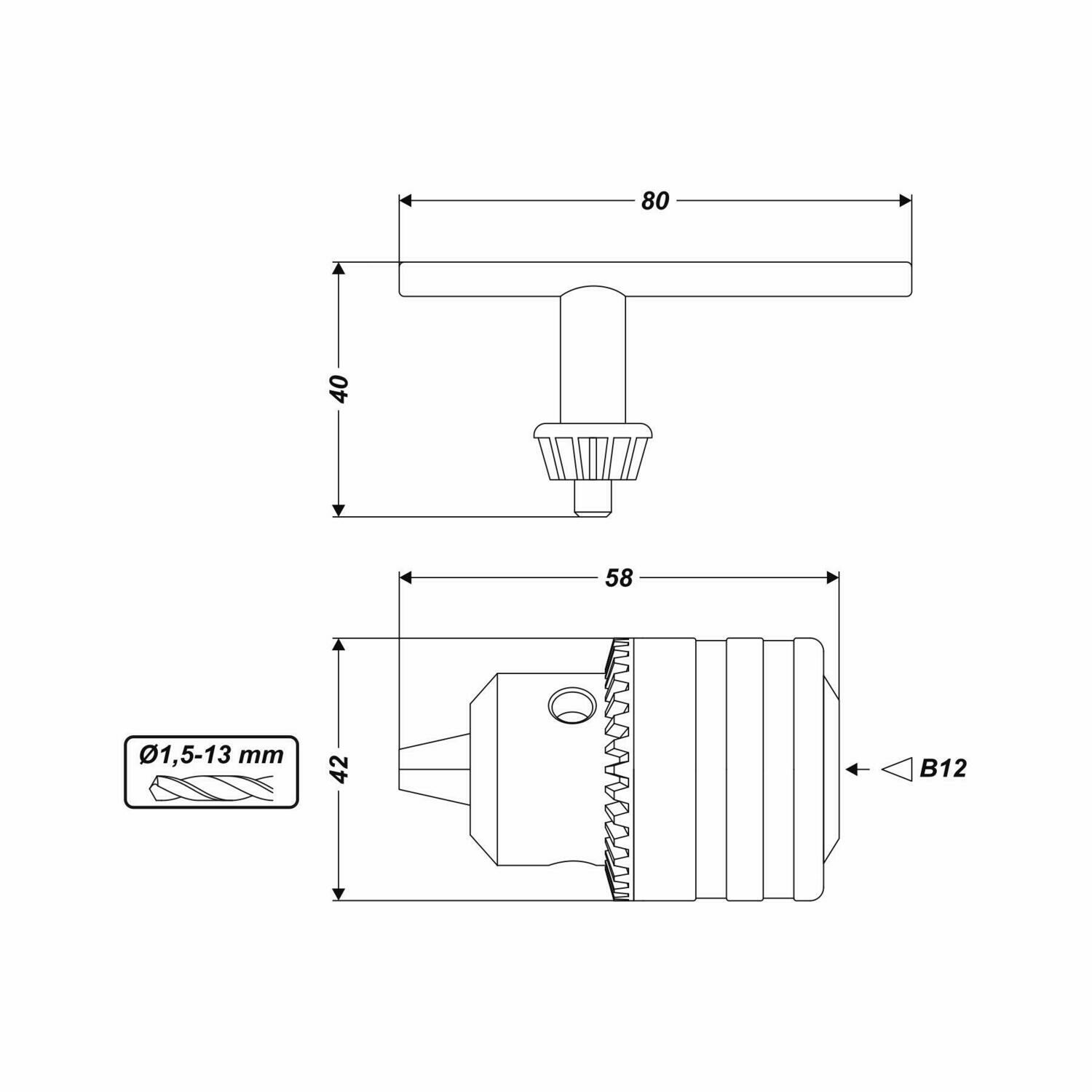 Bohrfutter Zahnkranzbohrfutter 1,5-13 mm Konus B12