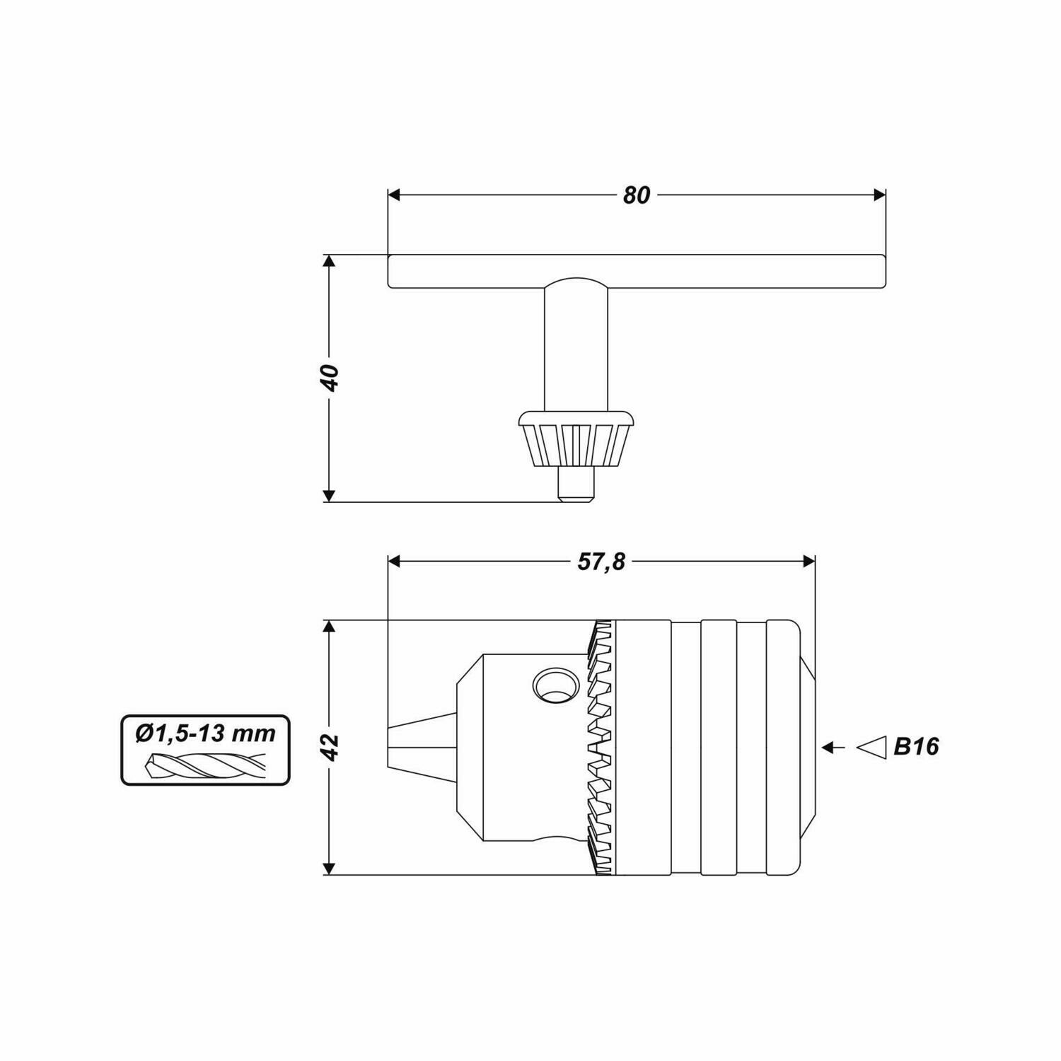 Rexxer Bohrfutter Zahnkranzbohrfutter 1,5-13 mm Konus B16