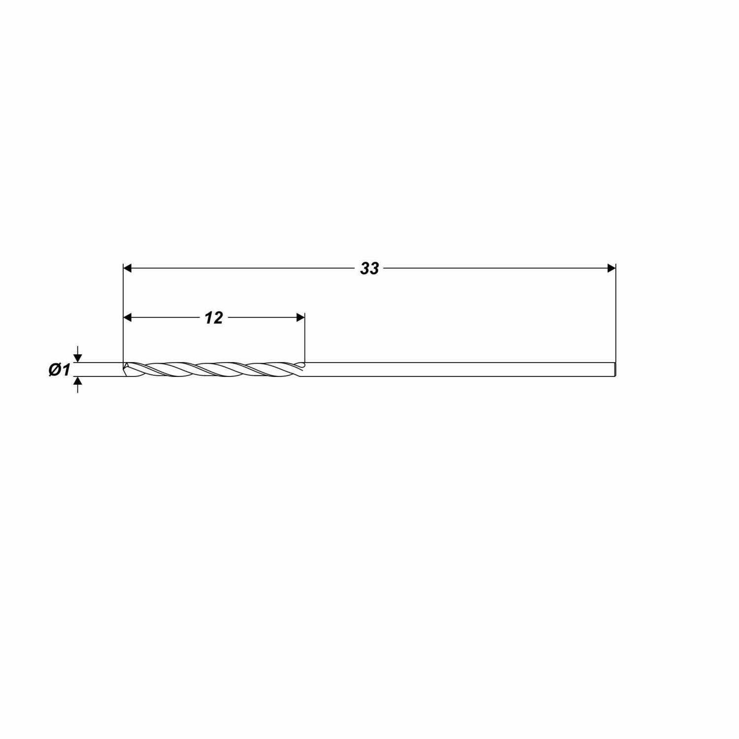 HSS-G Metallbohrer Ø 1,0 x 33 mm Spiralbohrer Schaft Ø 1,0 mm