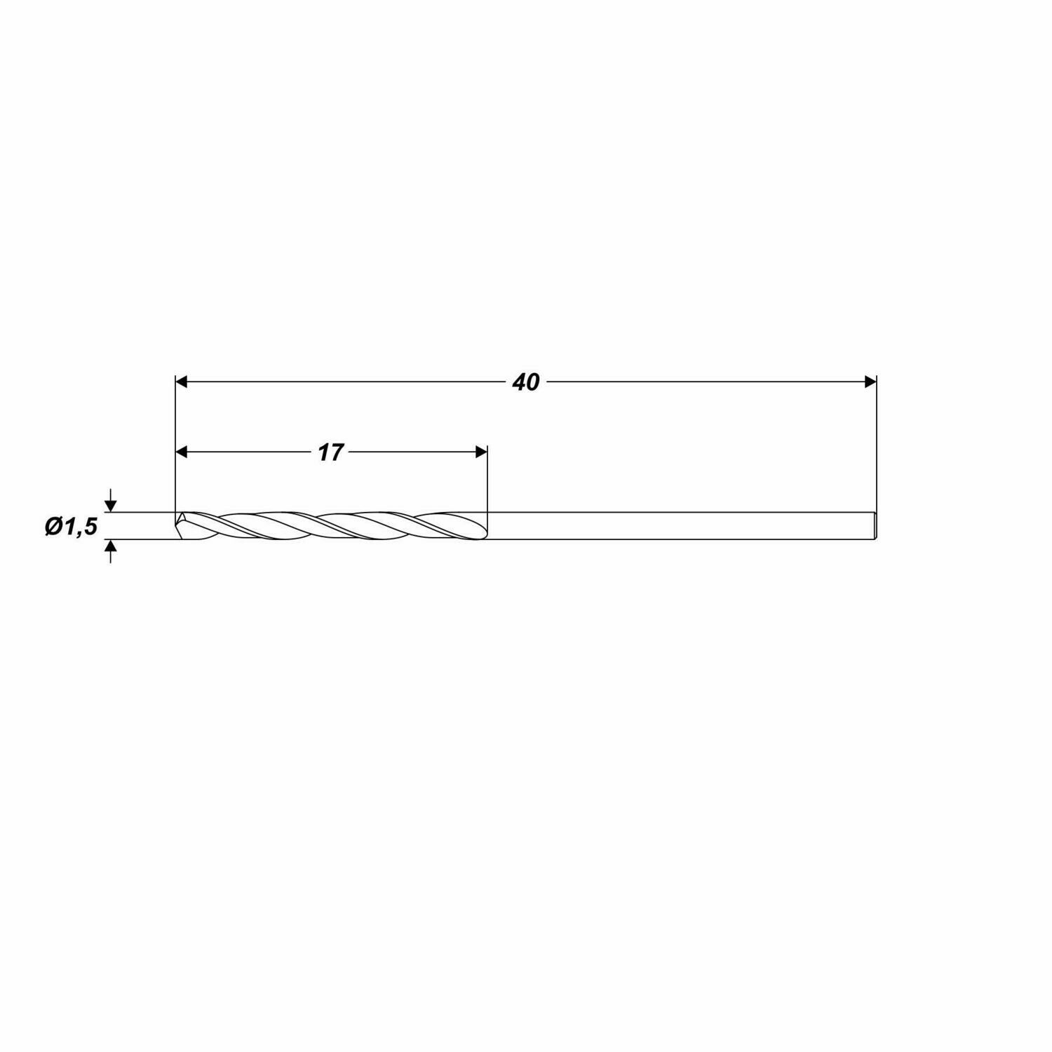 HSS-G Metallbohrer Ø 1,5 x 40 mm Spiralbohrer Schaft Ø 1,5 mm