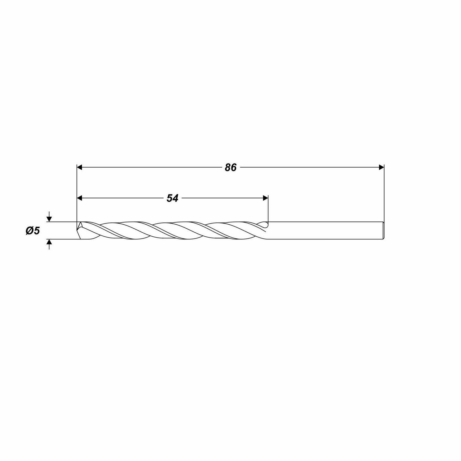 HSS-G Metallbohrer Ø 5,0 x 86 mm Spiralbohrer Schaft Ø 5,0 mm