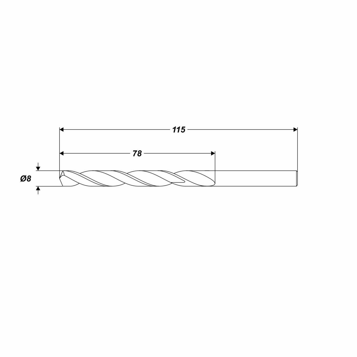 HSS-G Metallbohrer Ø 8,0 x 116 mm Spiralbohrer Schaft Ø 8,0 mm