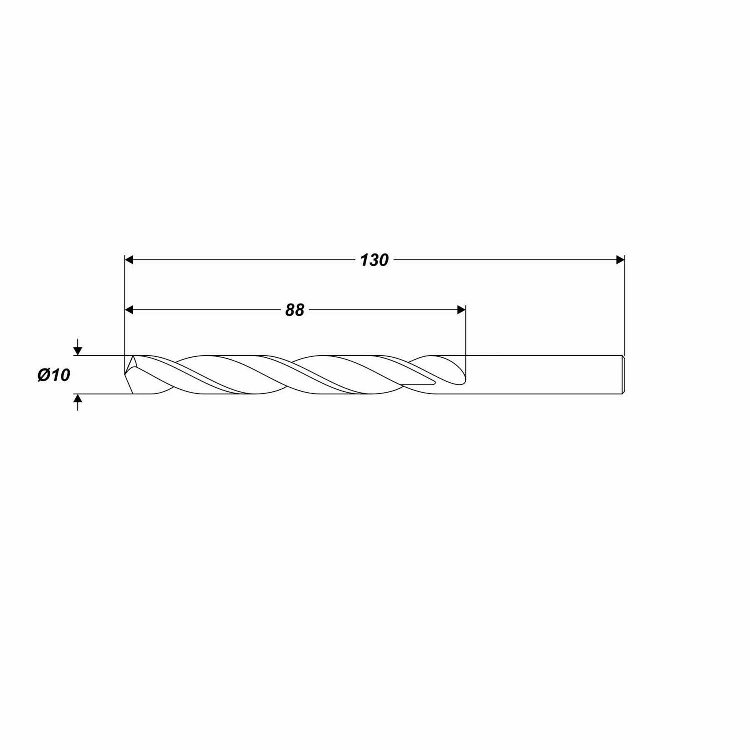 HSS-G Metallbohrer Ø 10,0 x 130 mm Spiralbohrer Schaft Ø 10,0 mm
