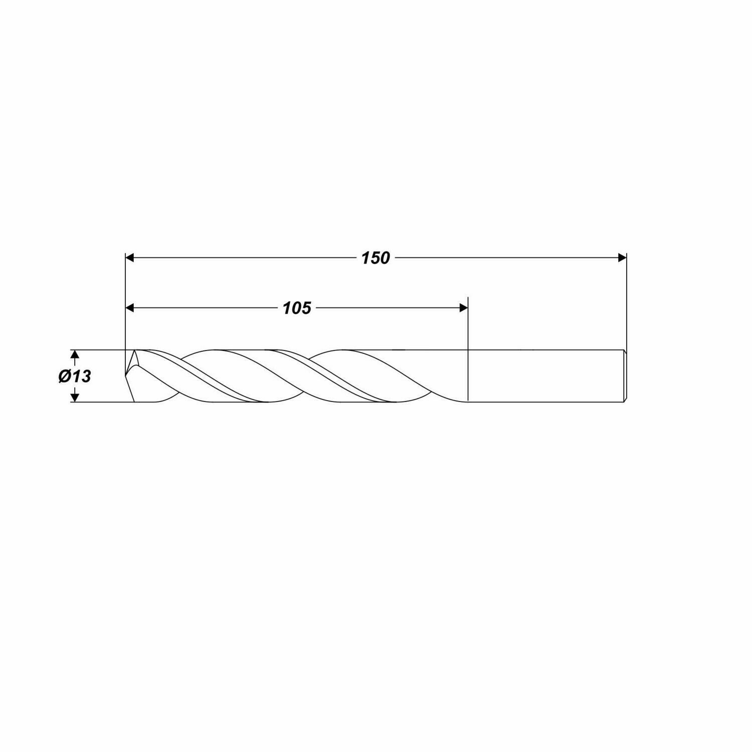 HSS-G Metallbohrer Ø 13,0 x 150 mm Spiralbohrer Schaft Ø 13,0 mm