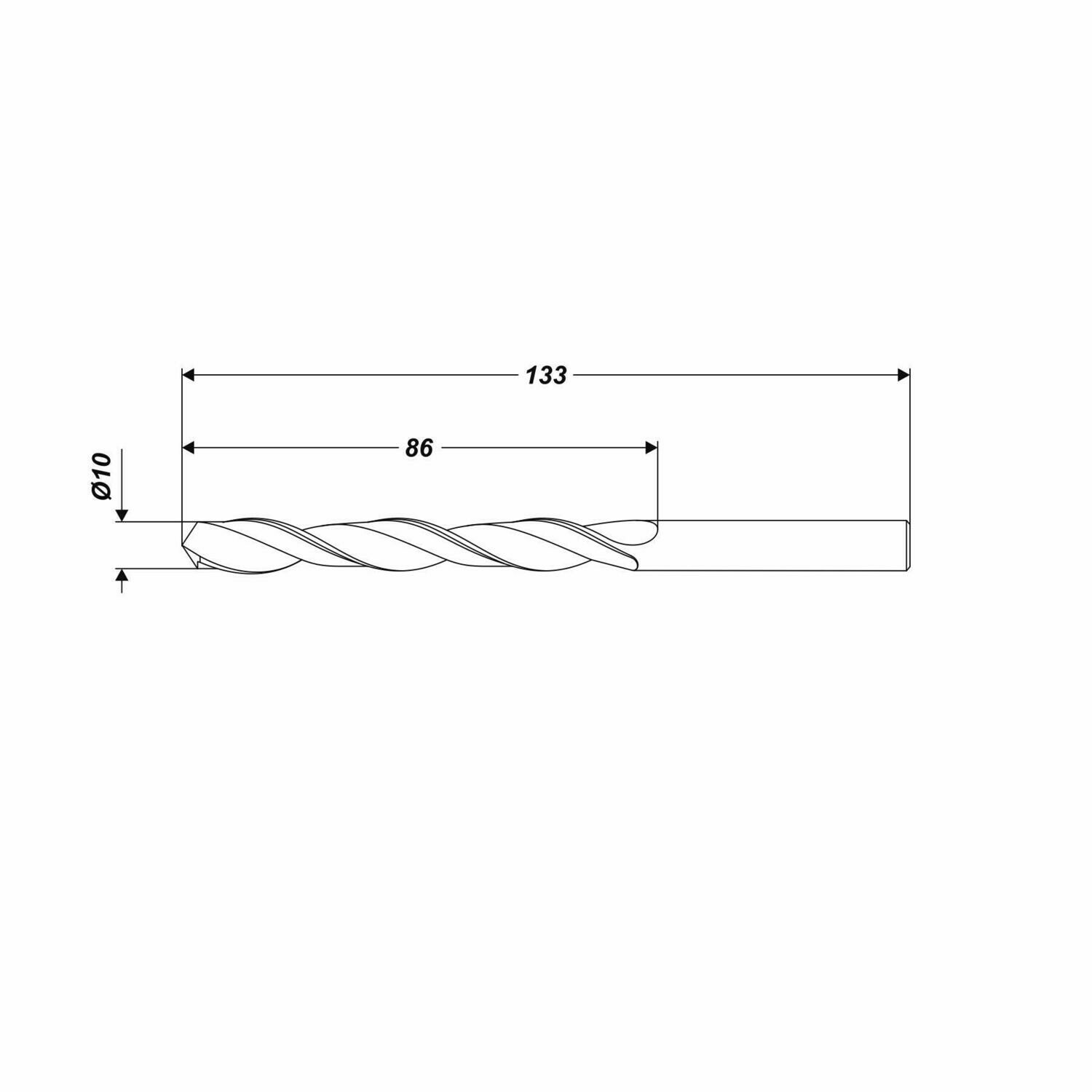 HSS-R Metallbohrer Ø 10 x 133 mm Spiralbohrer Schaft Ø 10 mm