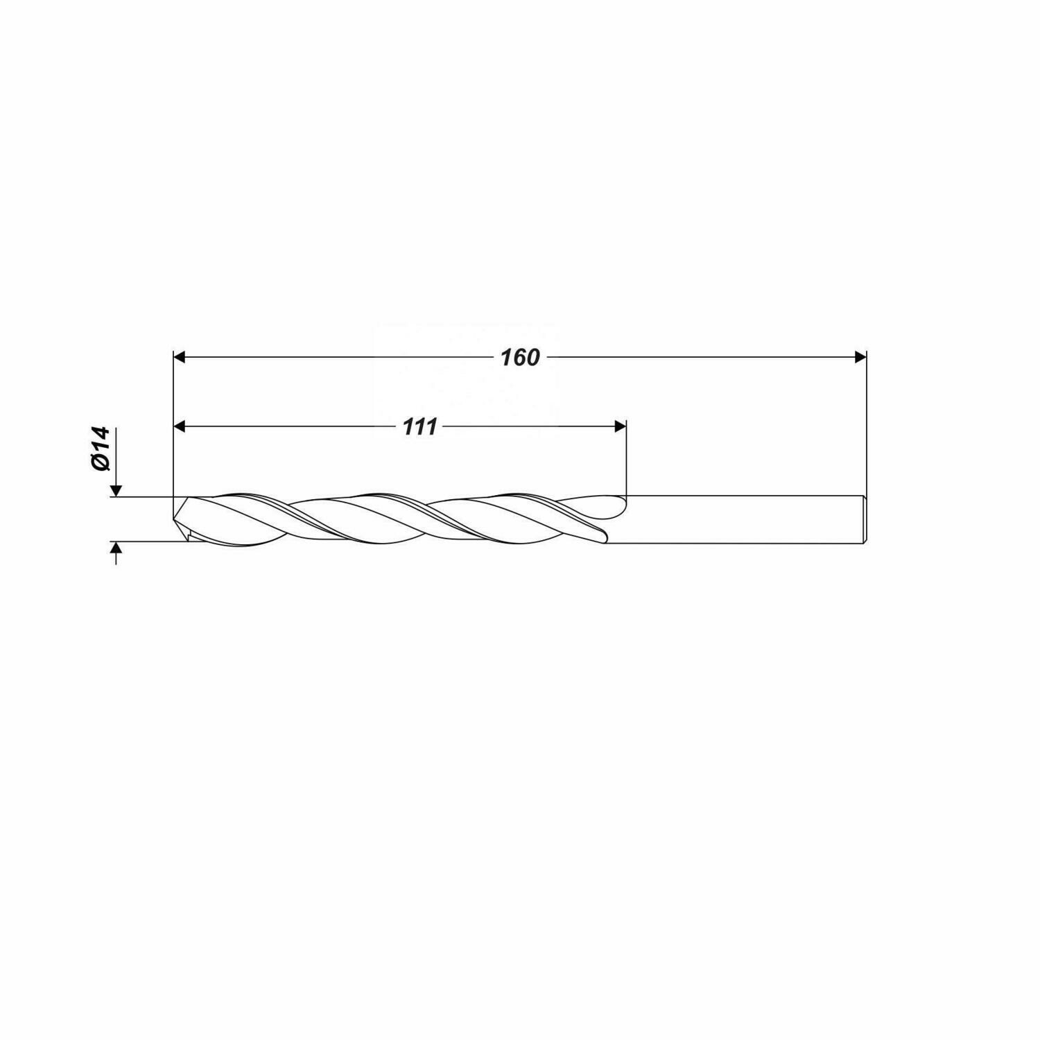 HSS-R Metallbohrer Ø 14 x 160 mm Spiralbohrer Schaft Ø 14 mm