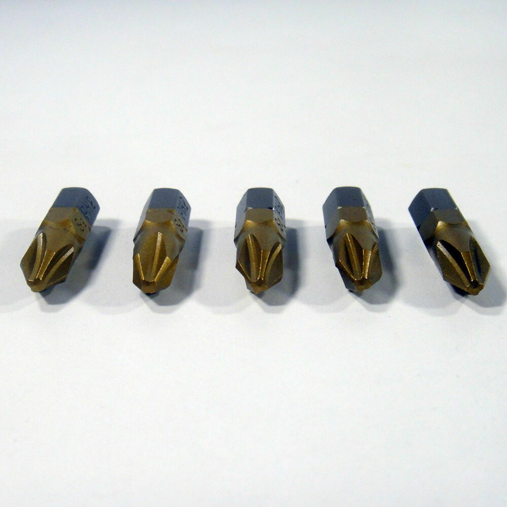 5 x PH2 x 25 mm 1/4 Zoll TiN High Quality Bits Bit Schrauberbit PH2 Kreuzschlitz