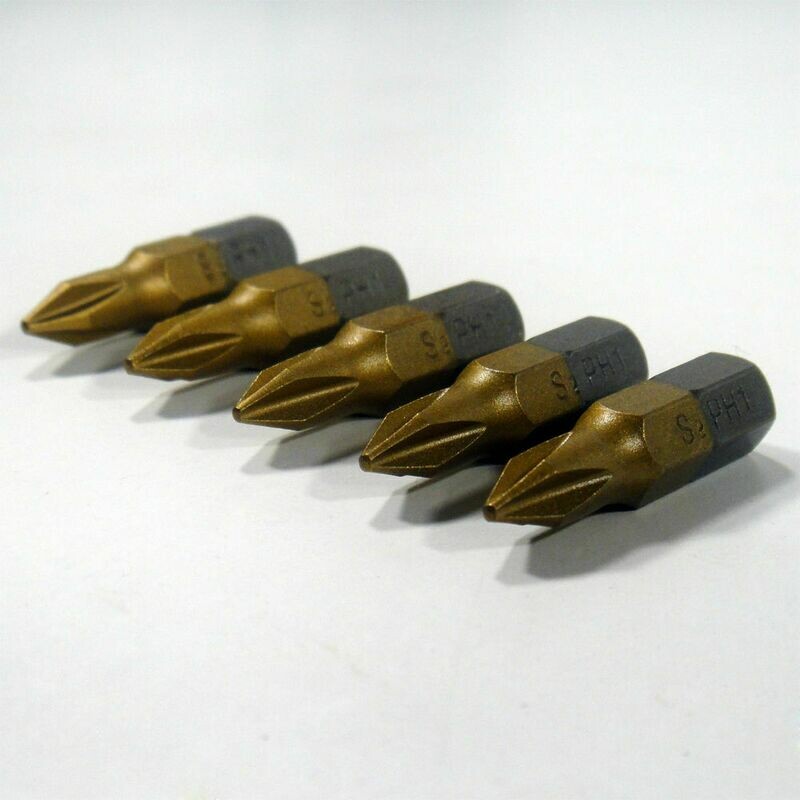 5 x PH1 x 25 mm 1/4 Zoll TiN High Quality Bits Bit Schrauberbit PH1 Kreuzschlitz
