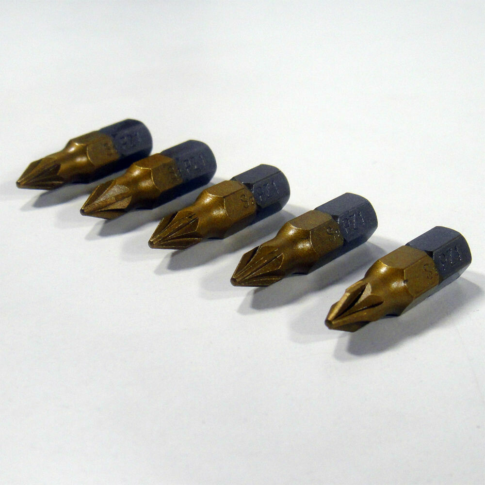 5 x PZ1 x 25 mm 1/4 Zoll TiN High Quality Bits Bit Schrauberbit PZ1 Kreuzschlitz