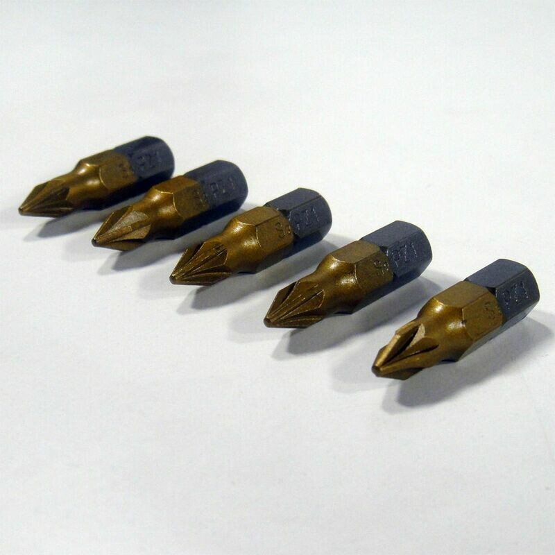 5 x PZ1 x 25 mm 1/4 Zoll TiN High Quality Bits Bit Schrauberbit PZ1 Kreuzschlitz