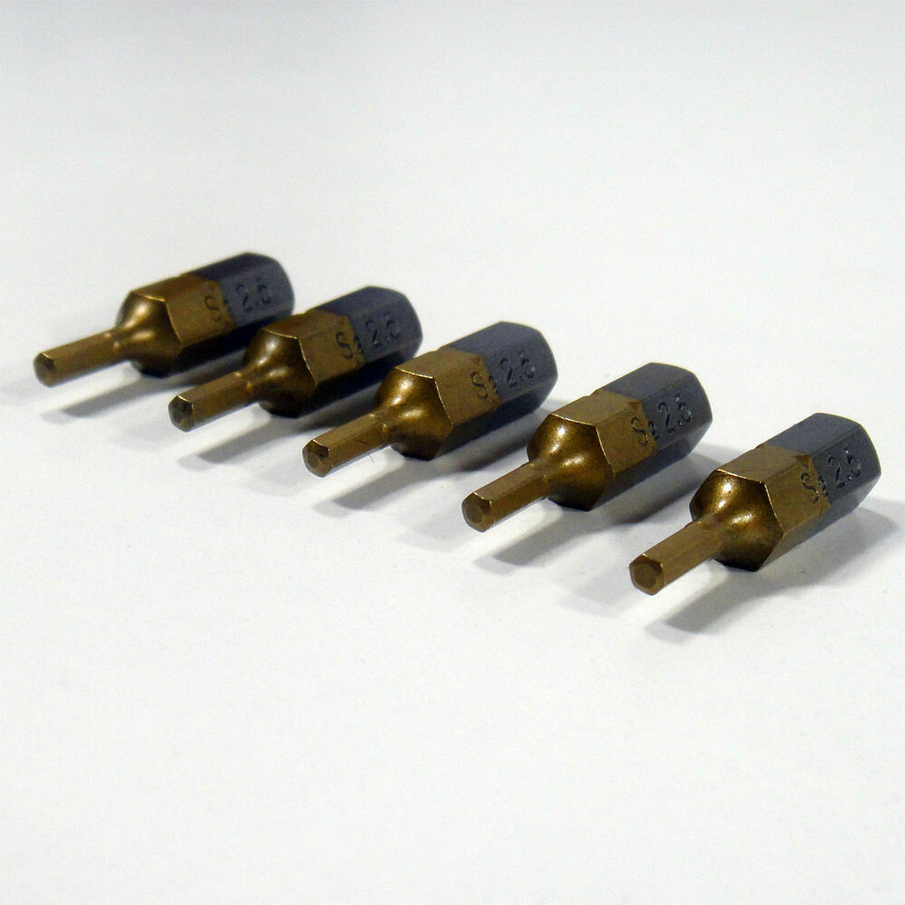 5 x HEX2,5 x 25 mm 1/4 Zoll TiN High Quality Bits Bit Schrauberbit Hex 2,5