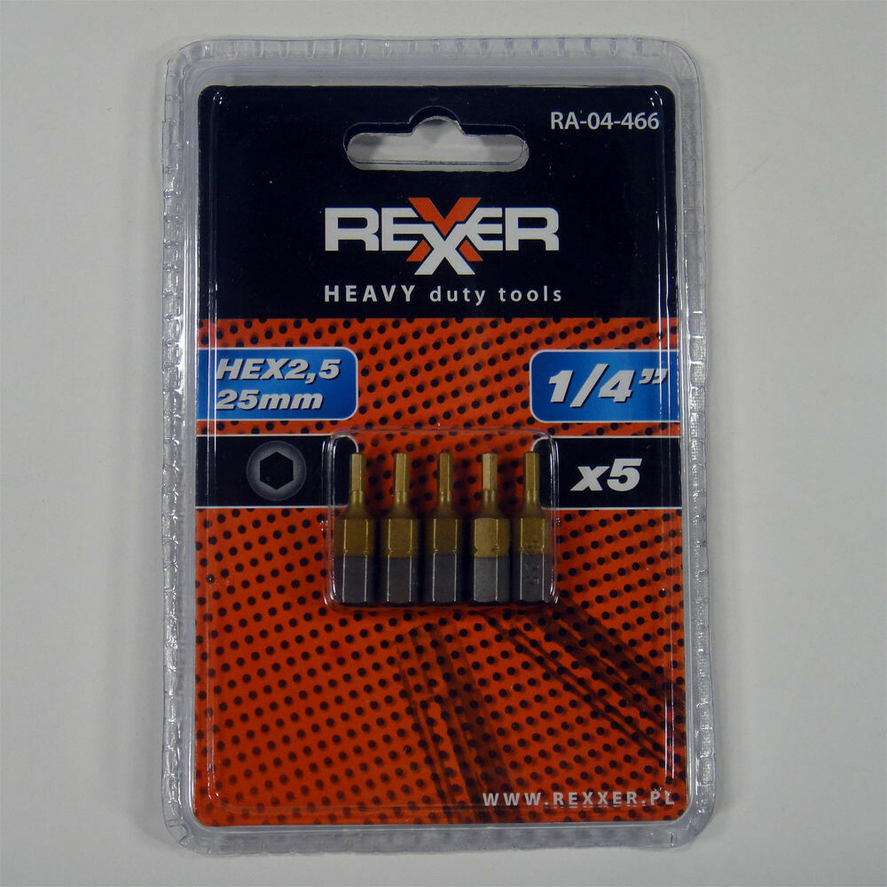 5 x HEX2,5 x 25 mm 1/4 Zoll TiN High Quality Bits Bit Schrauberbit Hex 2,5