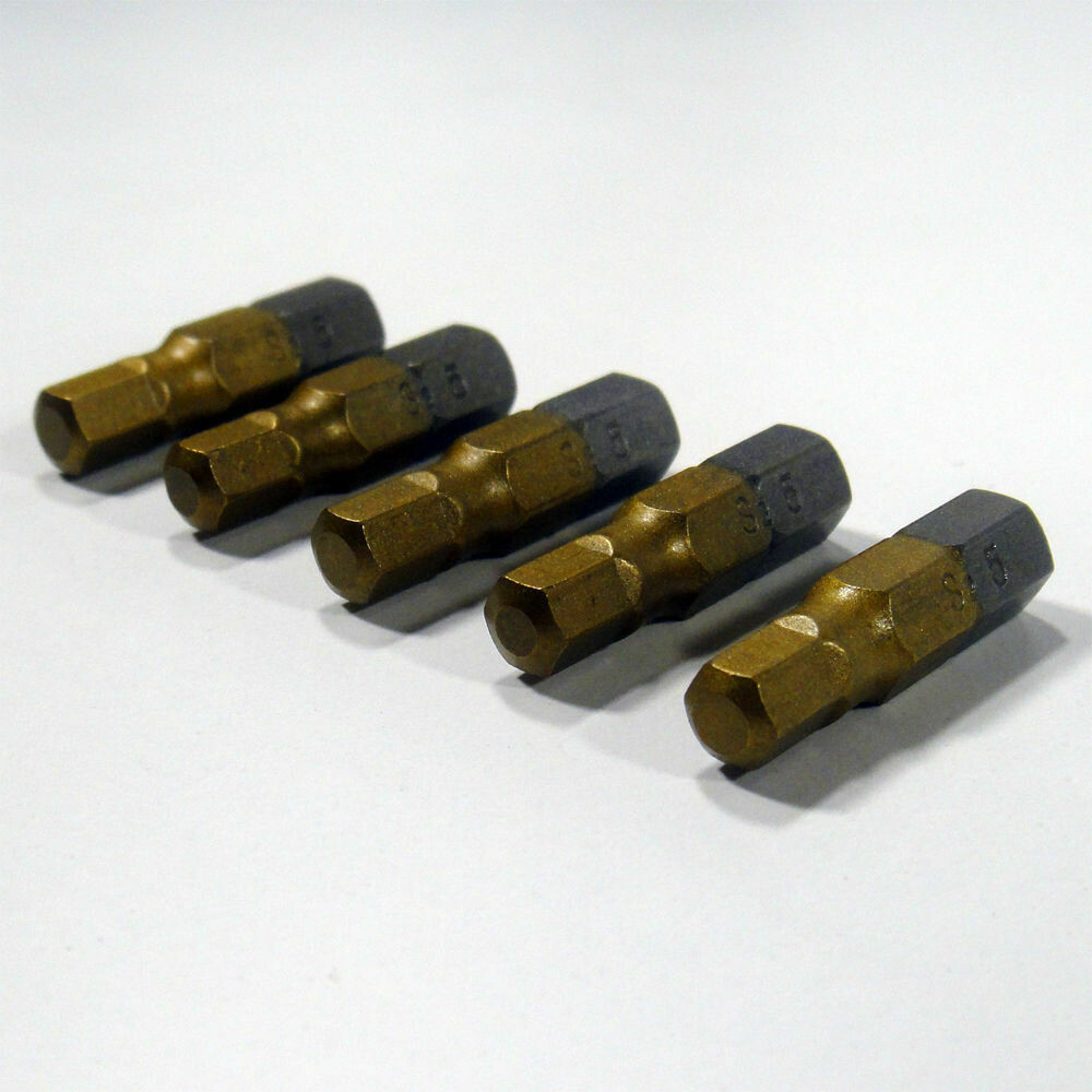 5 x HEX5 x 25 mm 1/4 Zoll TiN High Quality Bits Bit Schrauberbit Hex 5