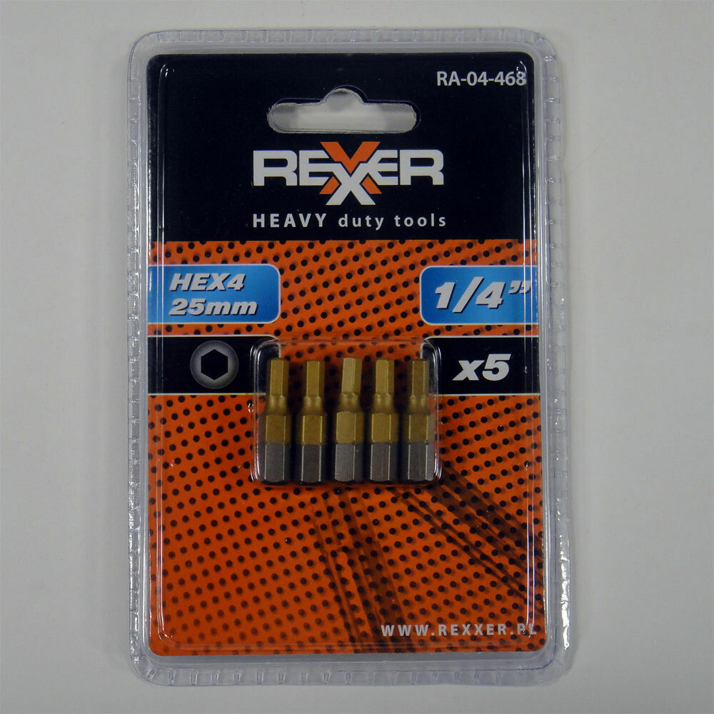 5 x HEX4 x 25 mm 1/4 Zoll TiN High Quality Bits Bit Schrauberbit Hex 4