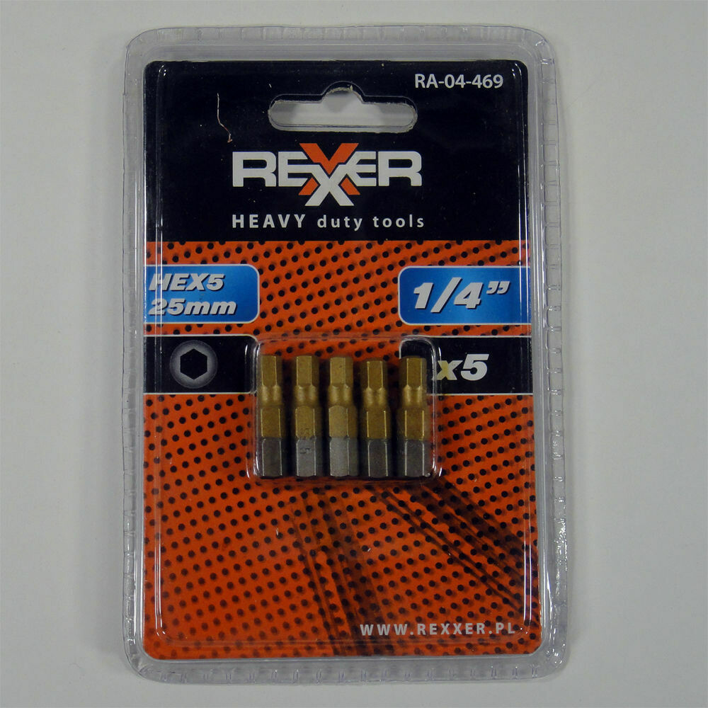 5 x HEX5 x 25 mm 1/4 Zoll TiN High Quality Bits Bit Schrauberbit Hex 5