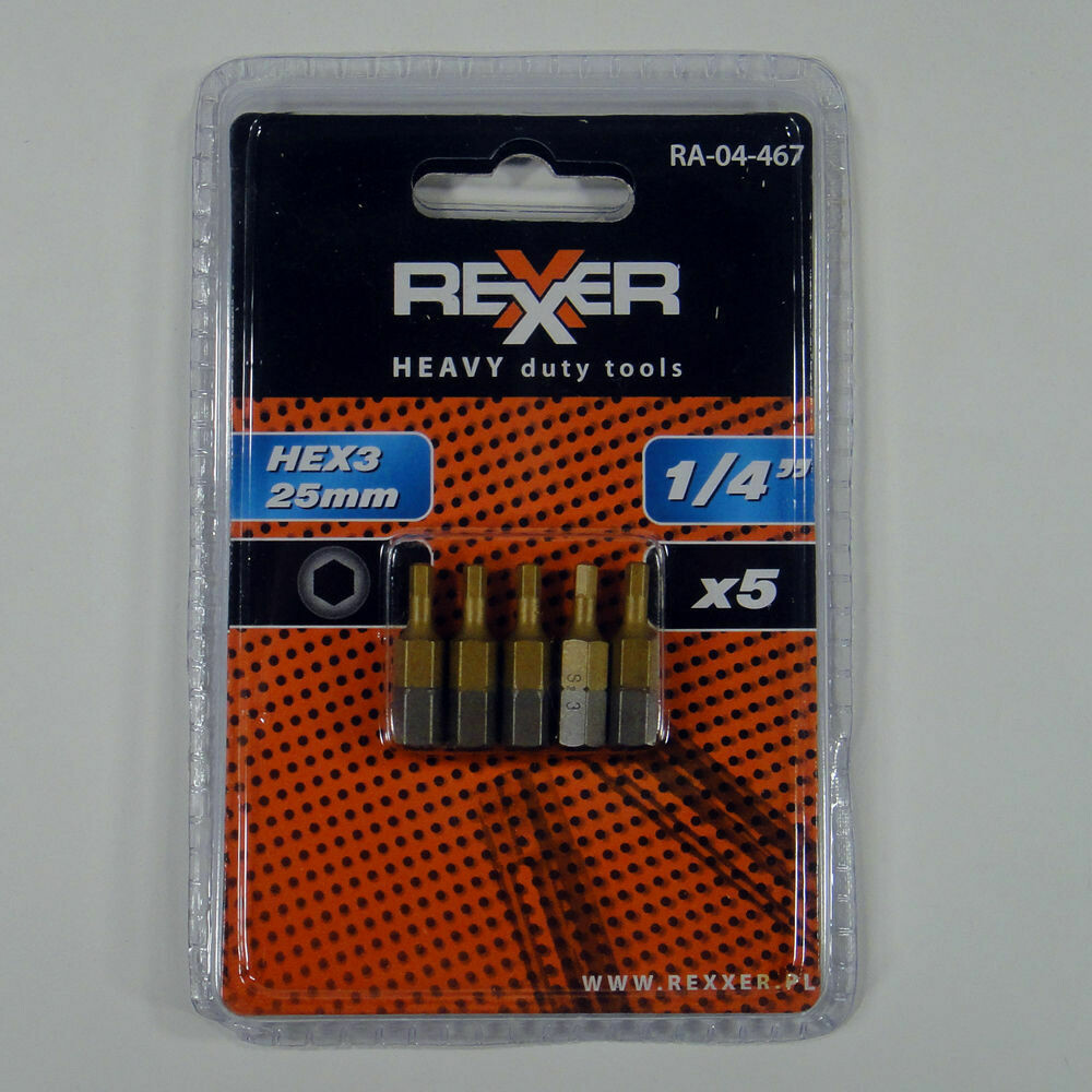 5 x HEX3 x 25 mm 1/4 Zoll TiN High Quality Bits Bit Schrauberbit Hex 3