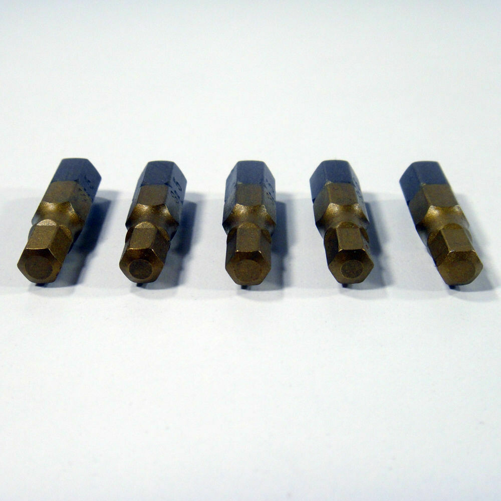 5 x HEX5 x 25 mm 1/4 Zoll TiN High Quality Bits Bit Schrauberbit Hex 5