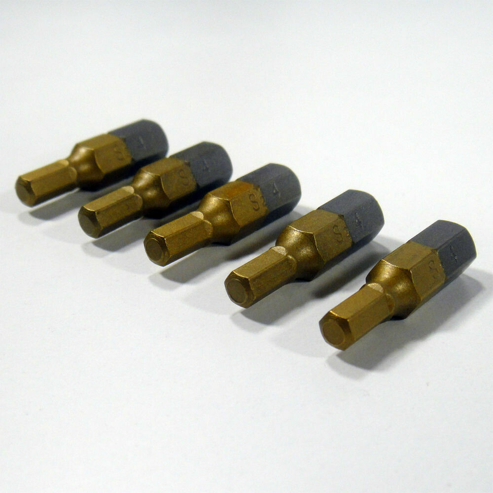 5 x HEX4 x 25 mm 1/4 Zoll TiN High Quality Bits Bit Schrauberbit Hex 4