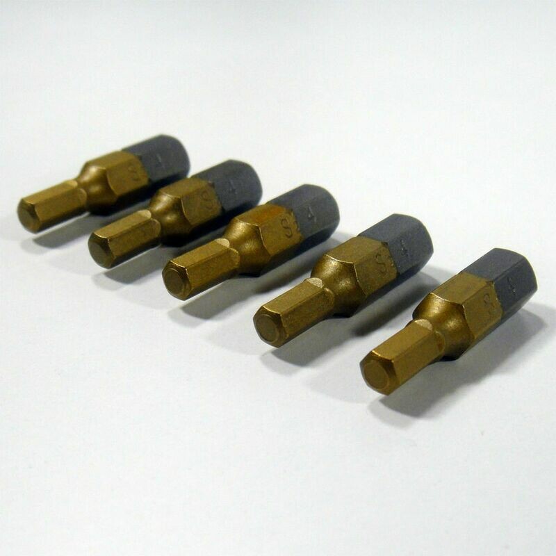 5 x HEX4 x 25 mm 1/4 Zoll TiN High Quality Bits Bit Schrauberbit Hex 4
