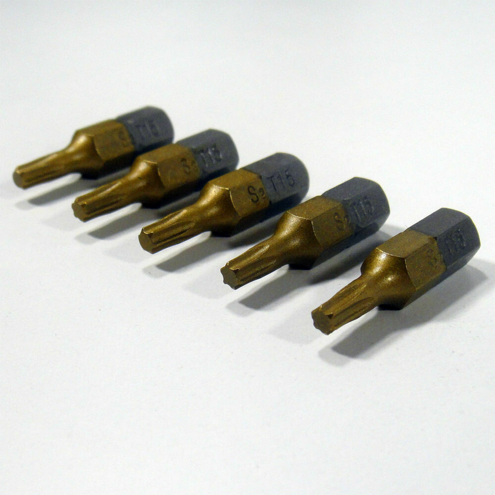 5 x Torx TX15 x 25 mm 1/4 Zoll TiN High Quality Bits Bit Schrauberbit Torx15 T15