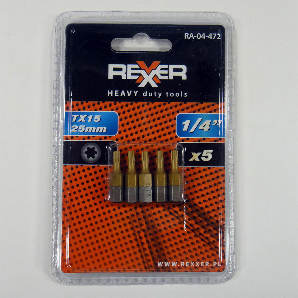 5 x Torx TX15 x 25 mm 1/4 Zoll TiN High Quality Bits Bit Schrauberbit Torx15 T15