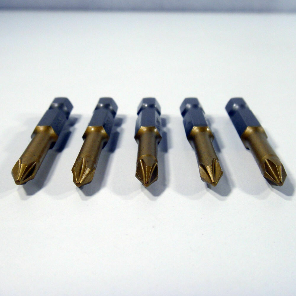 5 x PH1 x 50 mm 1/4 Zoll TiN High Quality Bits Bit Schrauberbit PH1 Kreuzschlitz