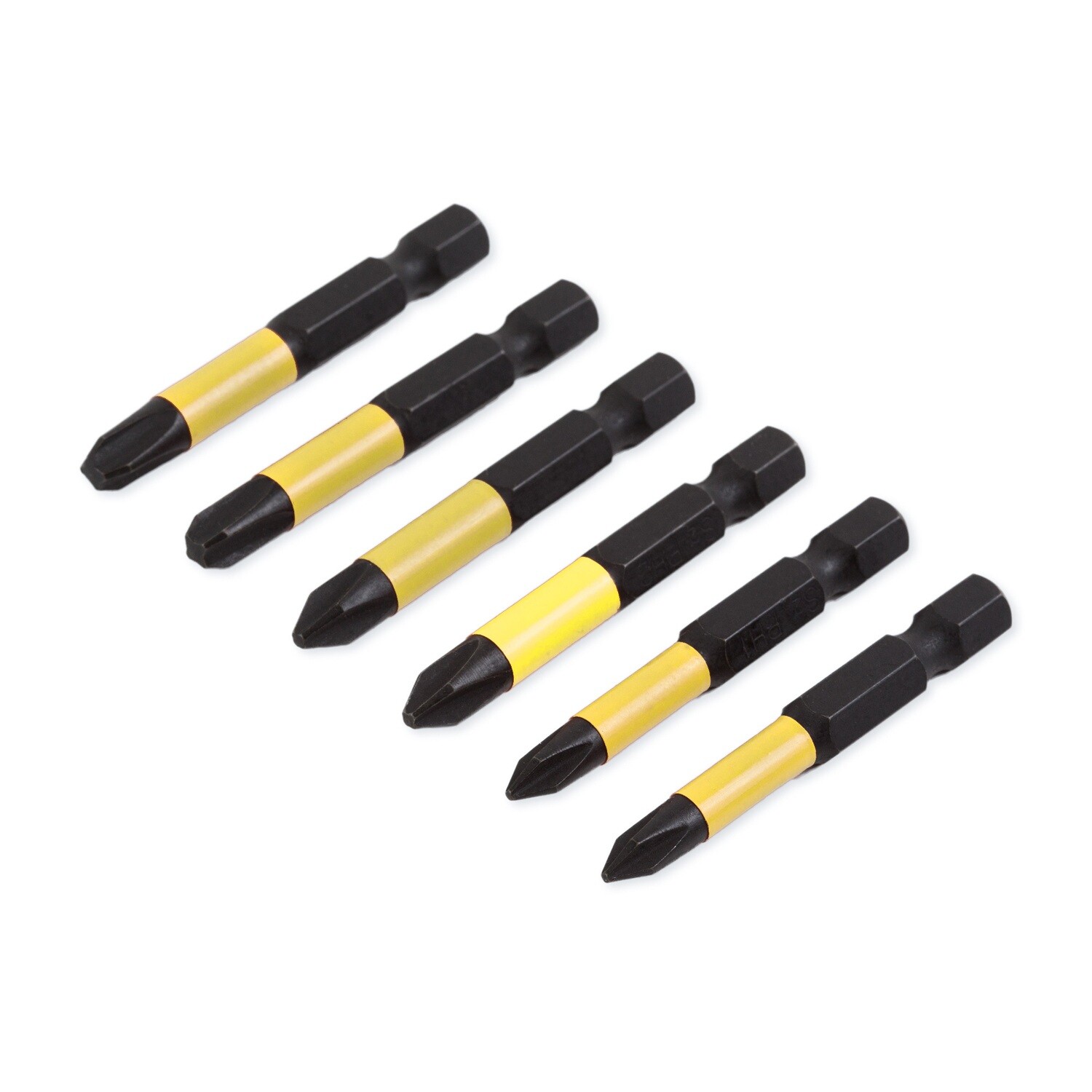 6 x PZ x 50 mm 1/4&quot; S2-Stahl High Quality Bit Schrauberbit PZ1 PZ2 Kreuzschlitz