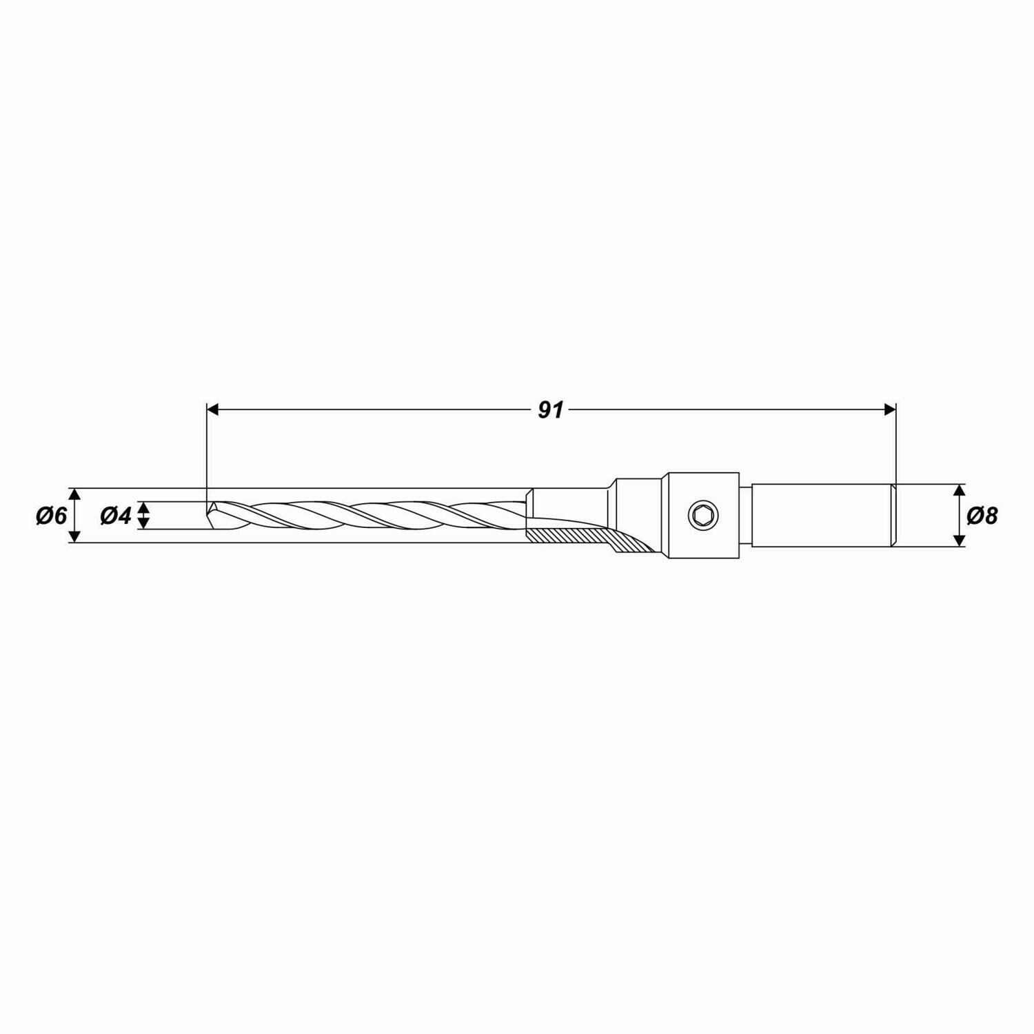 Holzbohrer Ø 4 mm Senkbohrer Bohrer mit Senker 90° für Senkkopfschrauben Ø 6 mm