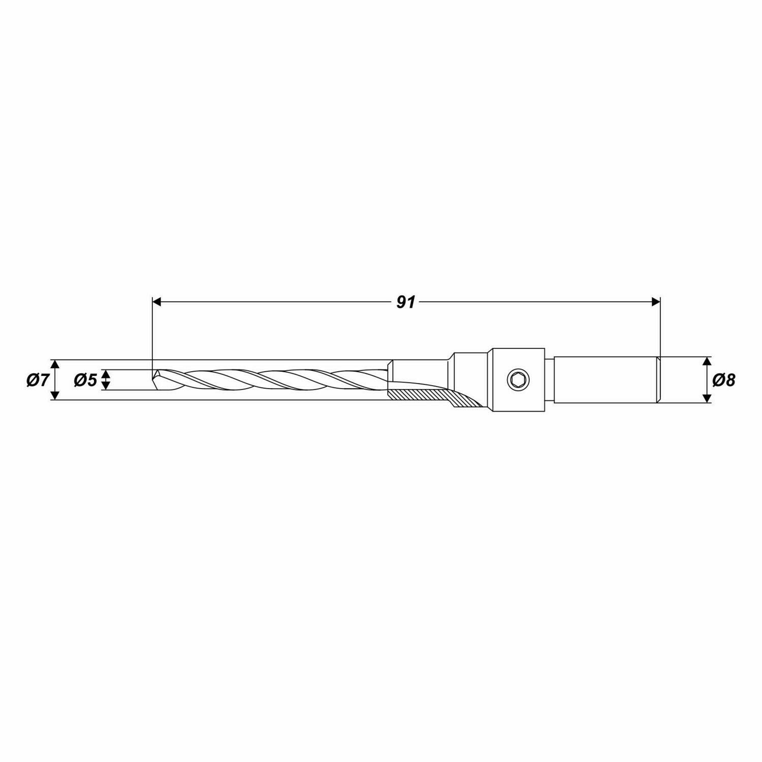 Holzbohrer Ø 5 mm Senkbohrer Bohrer mit Senker 90° für Senkkopfschrauben Ø 7 mm