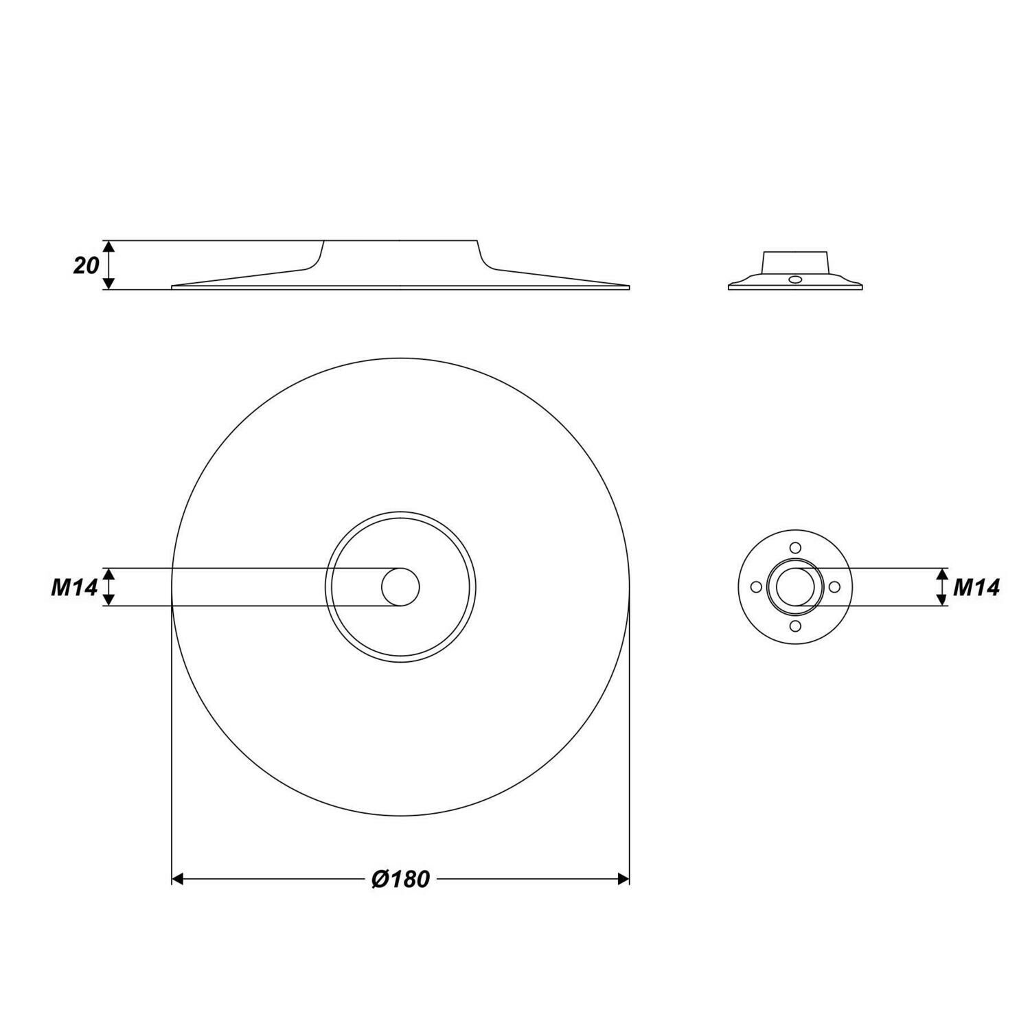 M14 Schleifteller für Winkelschleifer, Spannsystem, 180 mm