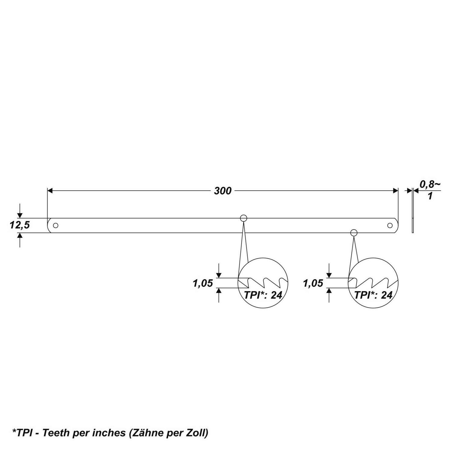 Metalsägeblatt doppelseitig Eisensägeblatt 12" / 300 mm 24 tpi Sägeblatt Metall