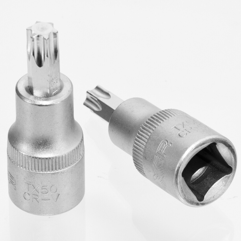 1/2&quot; Bit-Einsatz Torx ohne Bohrung T50 Steckschlüssel Nuss 57 mm Länge