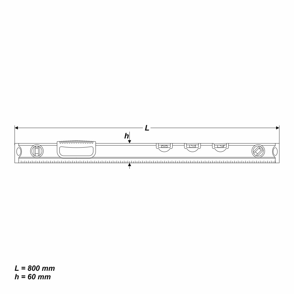 Alu Wasserwaage 800 mm Waage Werkzeug 5 Libellen Messwerkzeug Handwerker