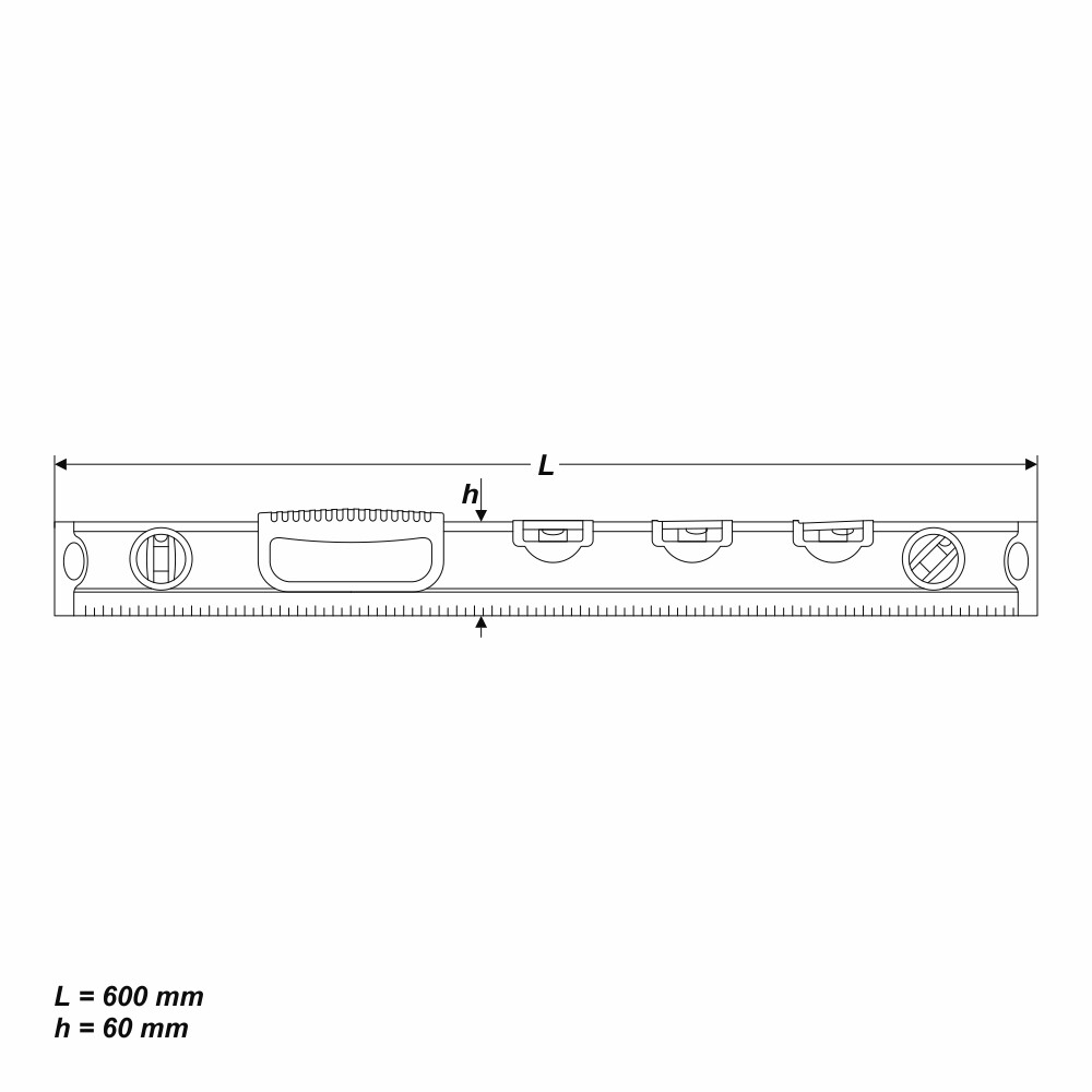 Alu Wasserwaage 600 mm Waage Werkzeug 5 Libellen Messwerkzeug Handwerker