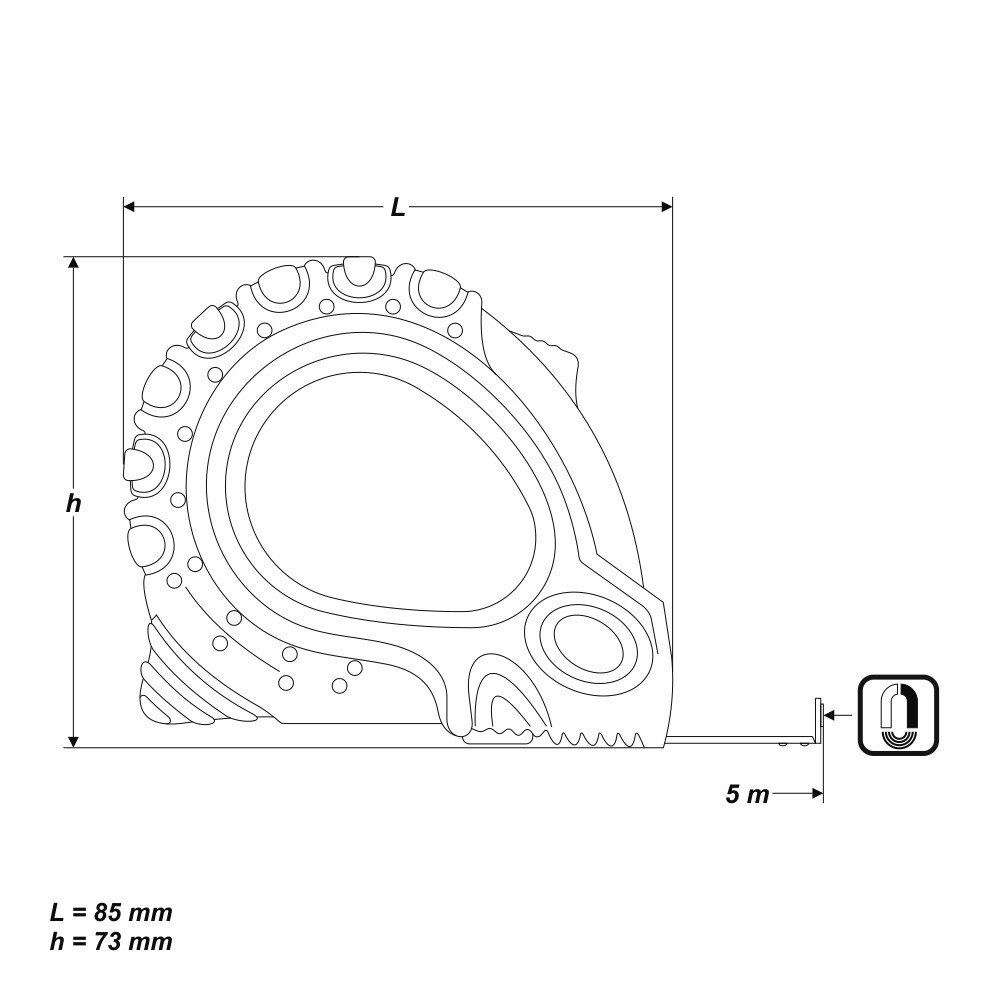 5 m Rollmaßband Maßband Bandmaß Metermaß Rollmeter magnetische Endhaken